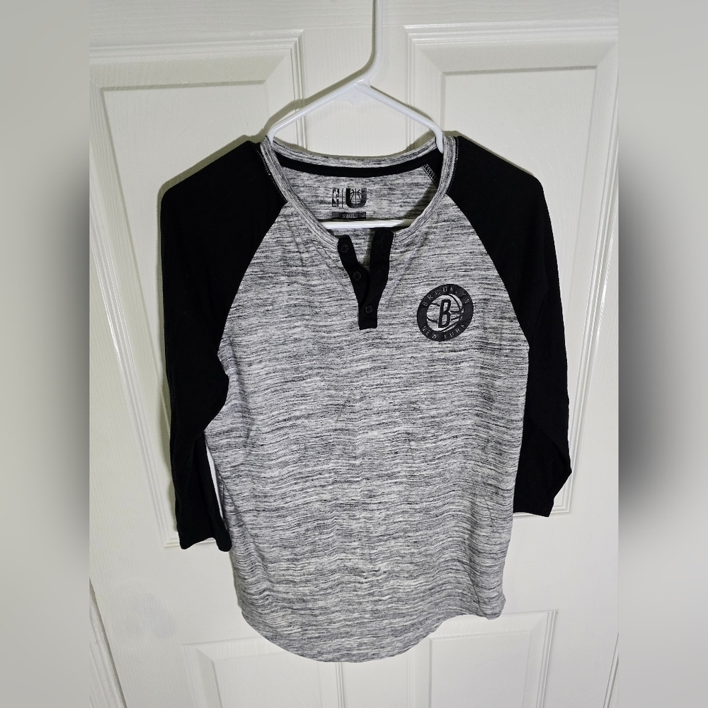 Brooklyn Nets Womens 3/4 Sleeve NBA Grey Shirt Small